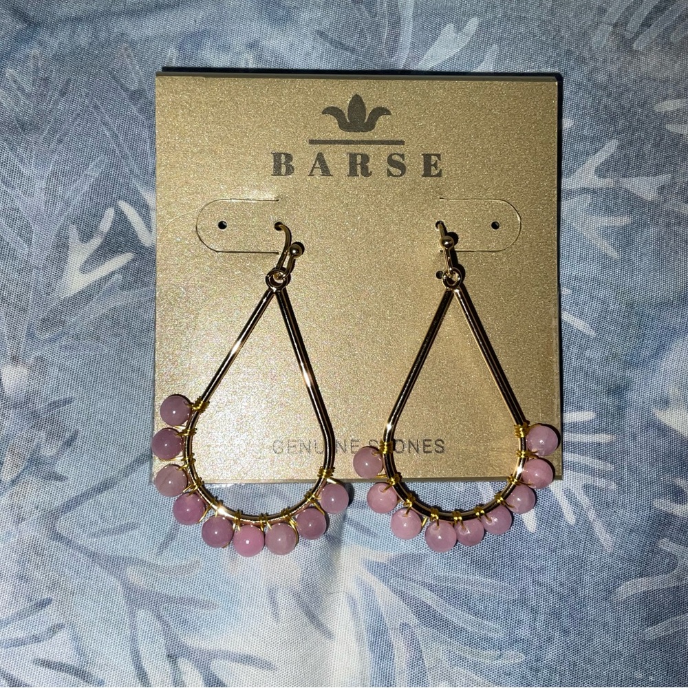 Earrings, Barse Lilac Jade Drop Earrings, NWT